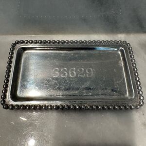 Mariposa Aluminum Silver Pearl Edged Inscription Tampa 33629 Serving Tray Size 4